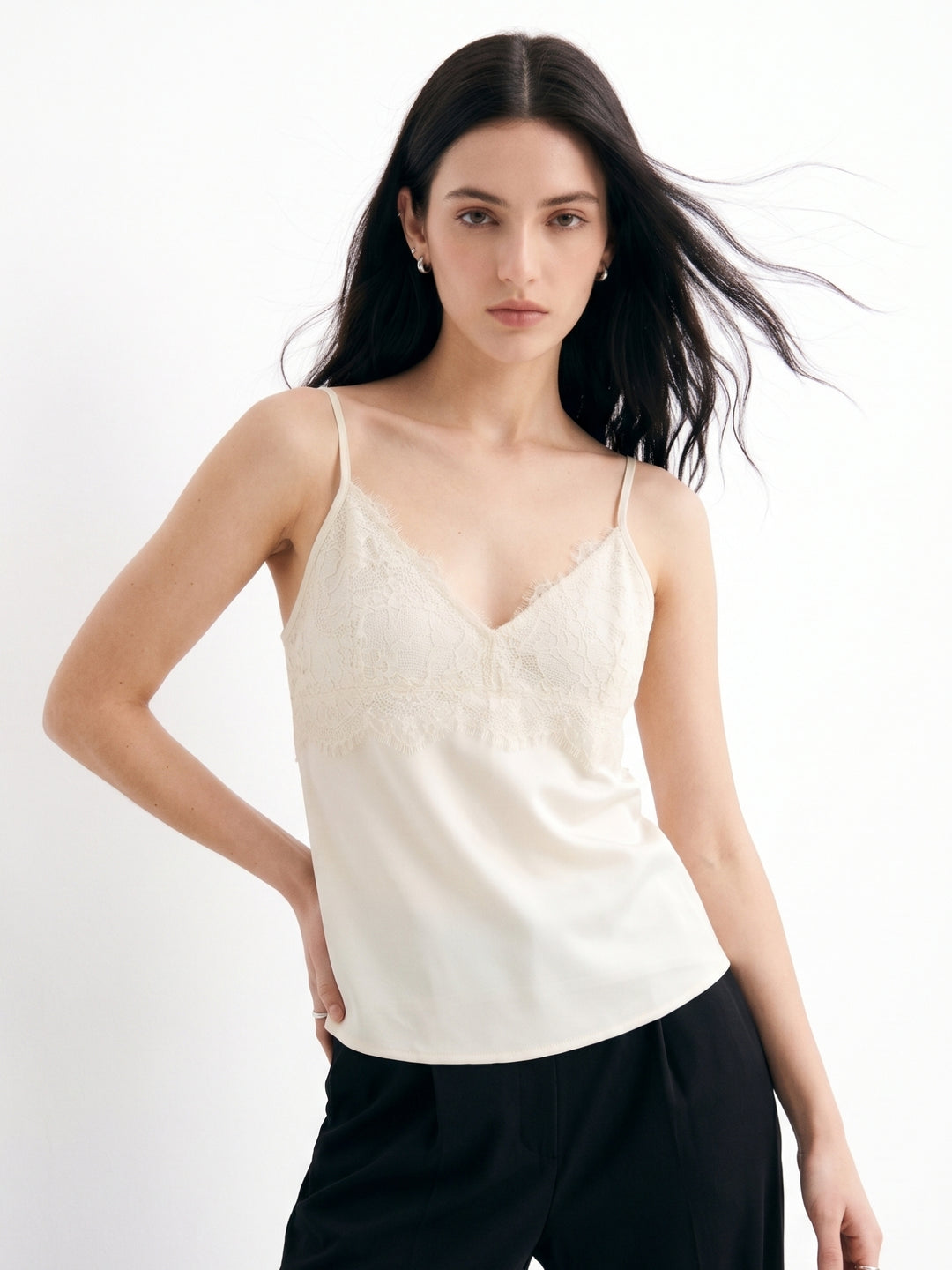 Yellow Strappy Camisole With Lace Bustier