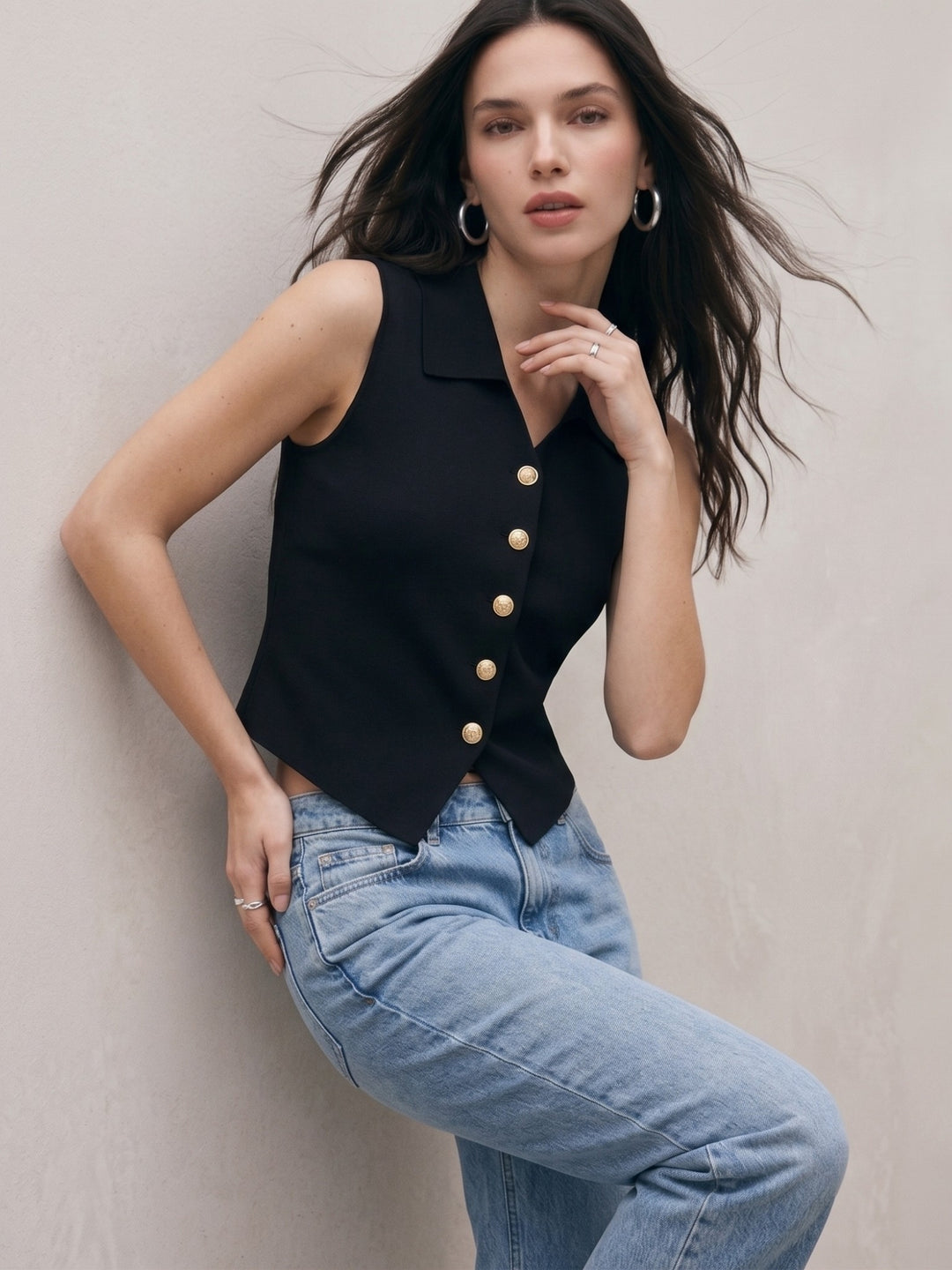 Black Collared Tank Top