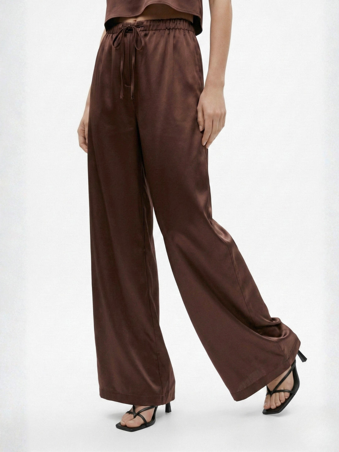 Brown Low Waist Wide Leg Trousers