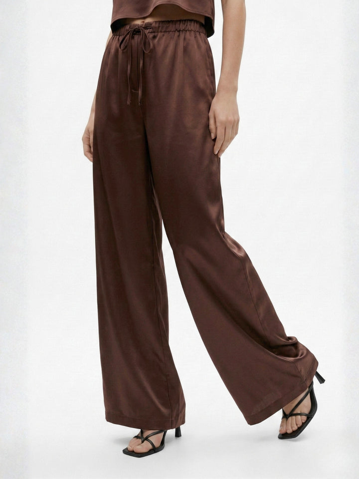 Brown Low Waist Wide Leg Trousers