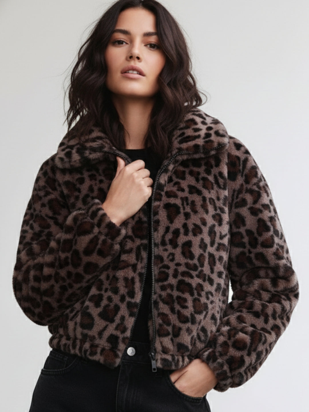 Brown Full Sleeve Printed Jacket