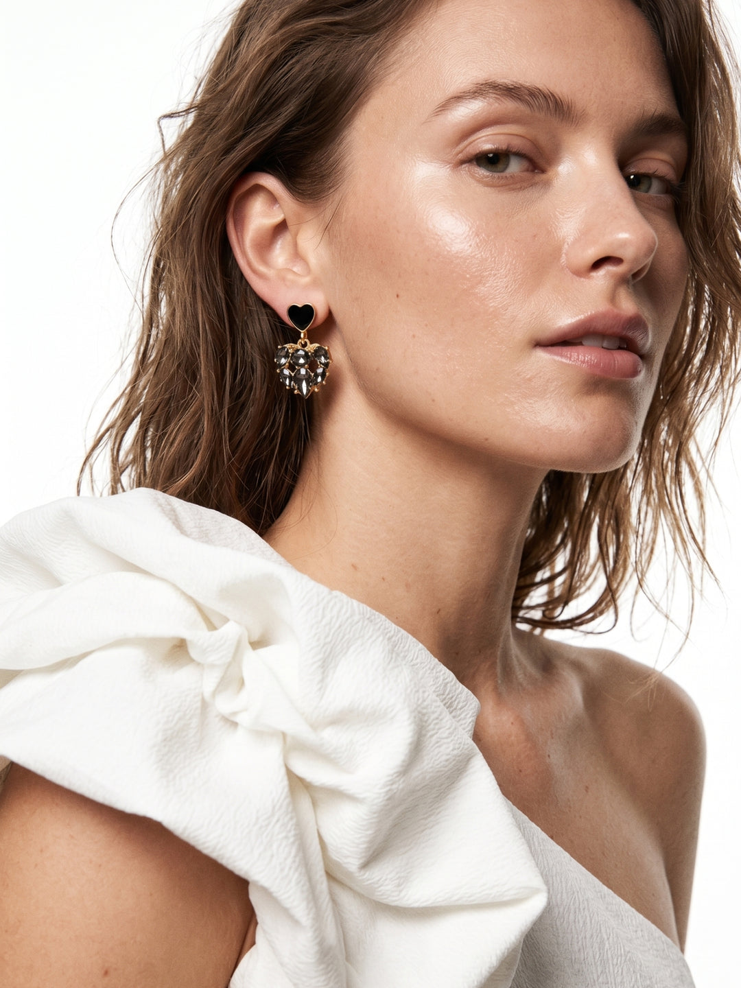 Black Heart Stone Earrings