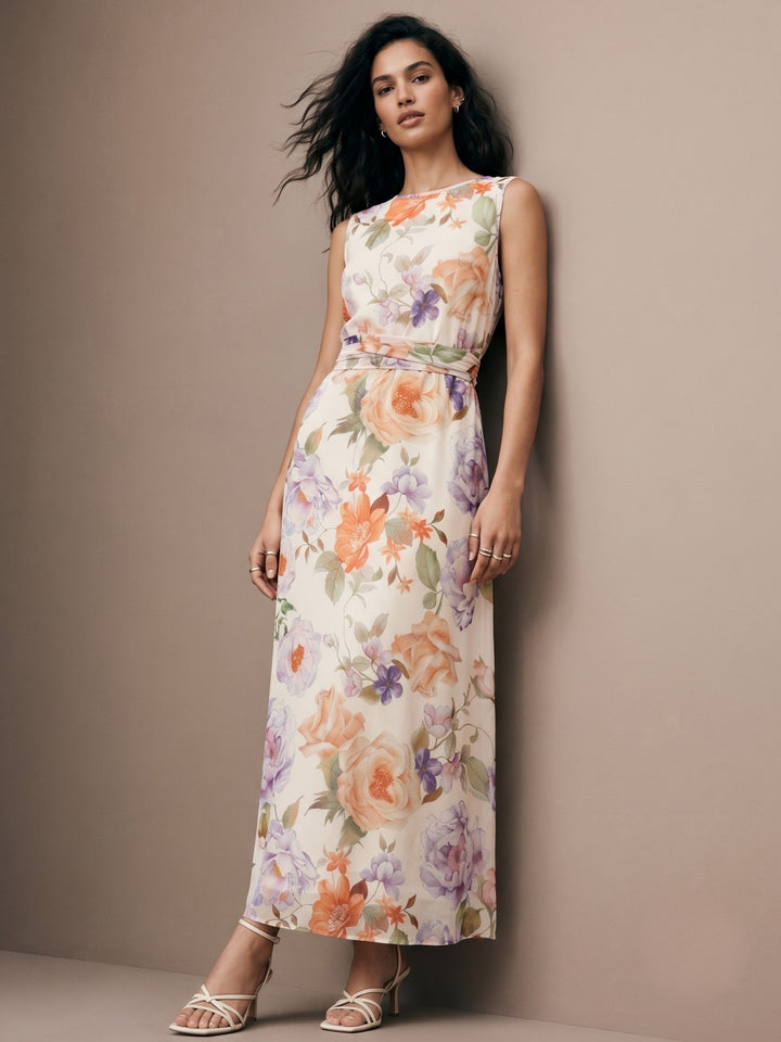 Multi All Over Printed Cinched Waist Dress