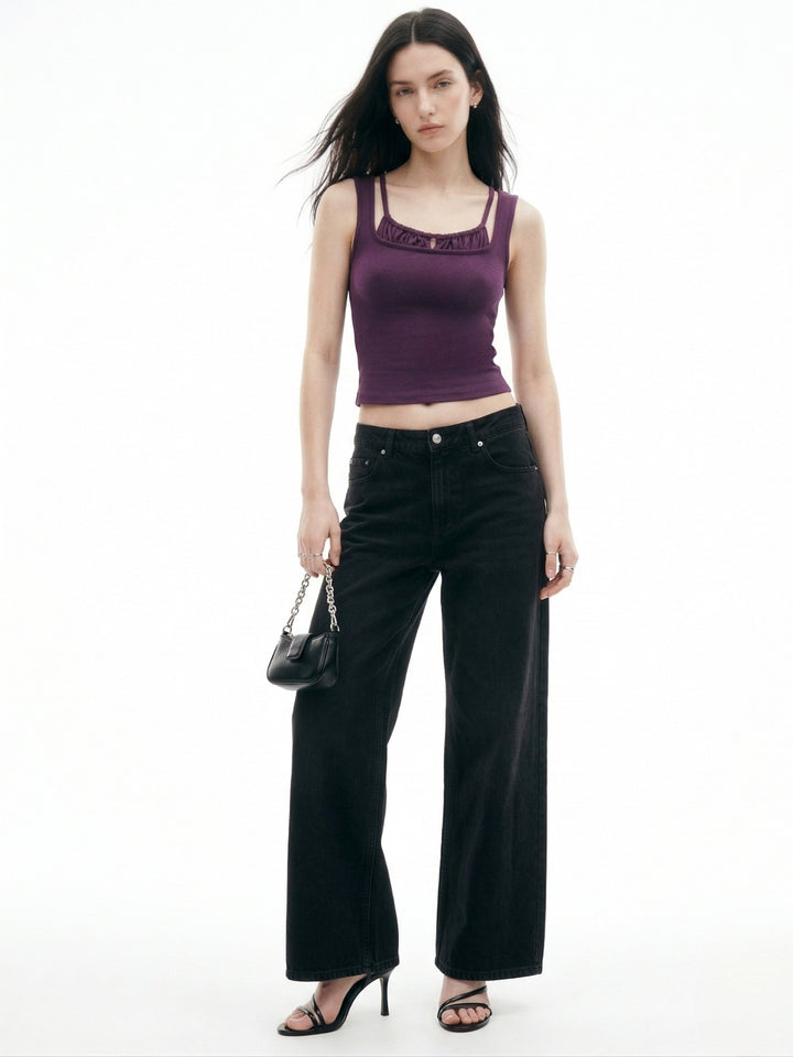 Wine Twofer Style Ruched Tank