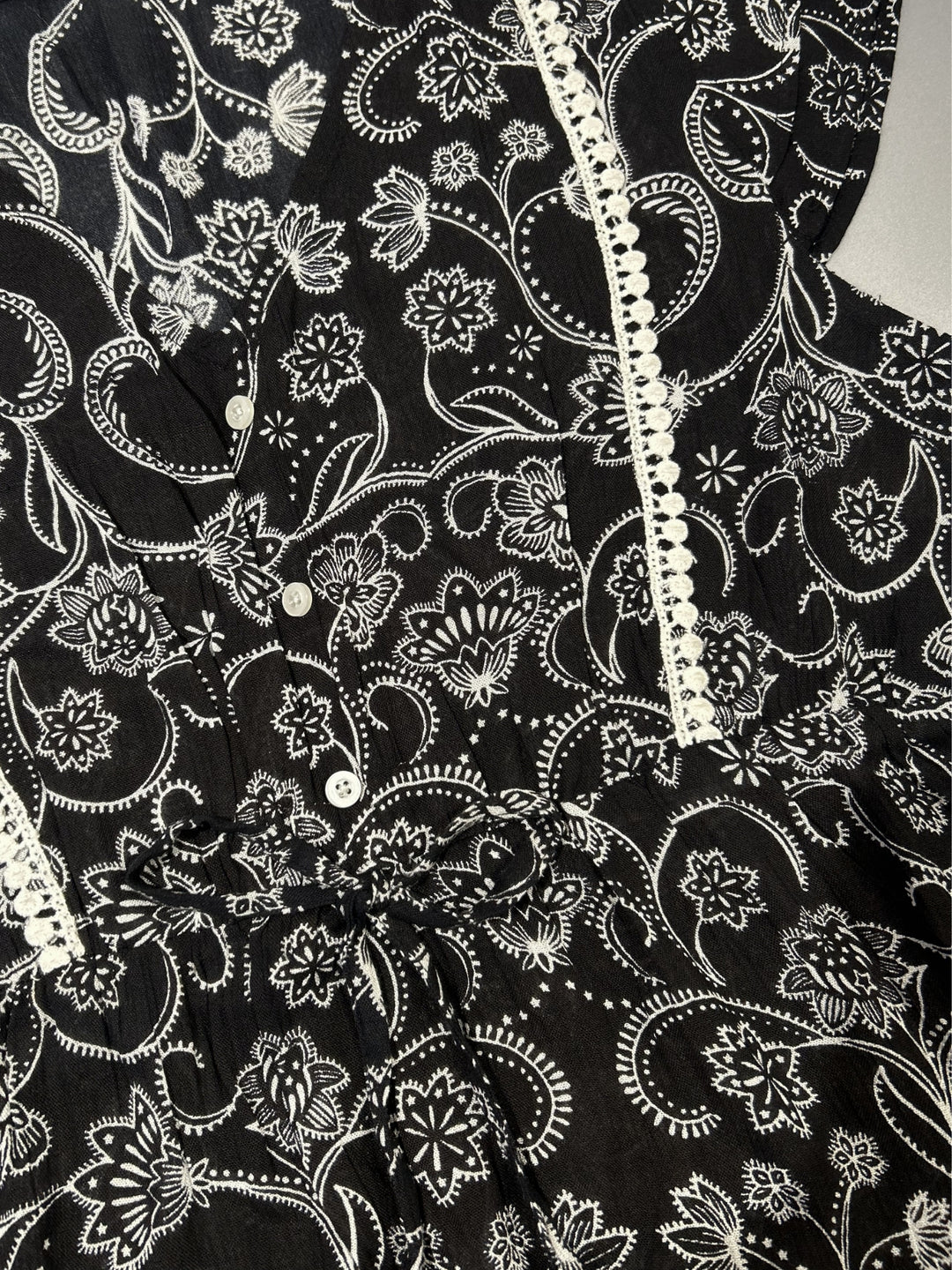 Black Floral Print Top
