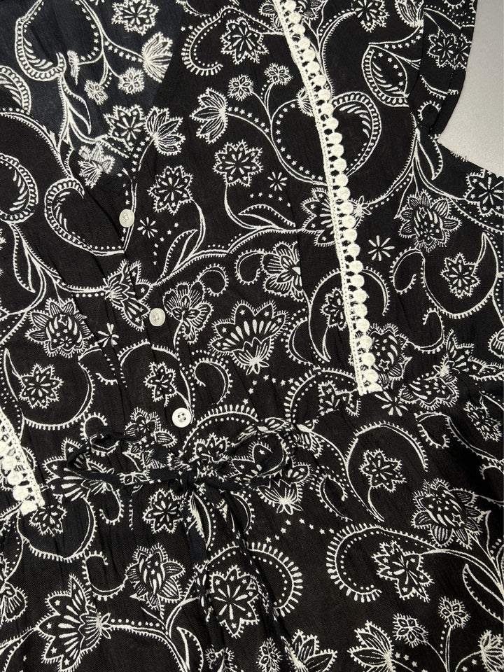 Black Floral Print Top