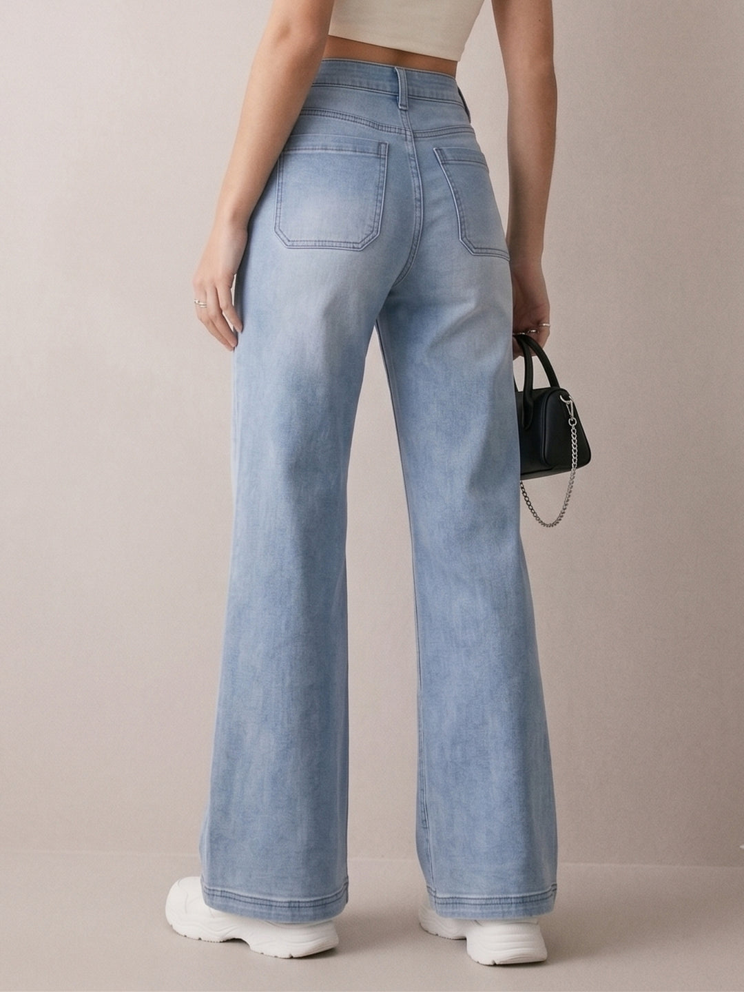 Light Blue Front Pocket Straight Fit Jeans
