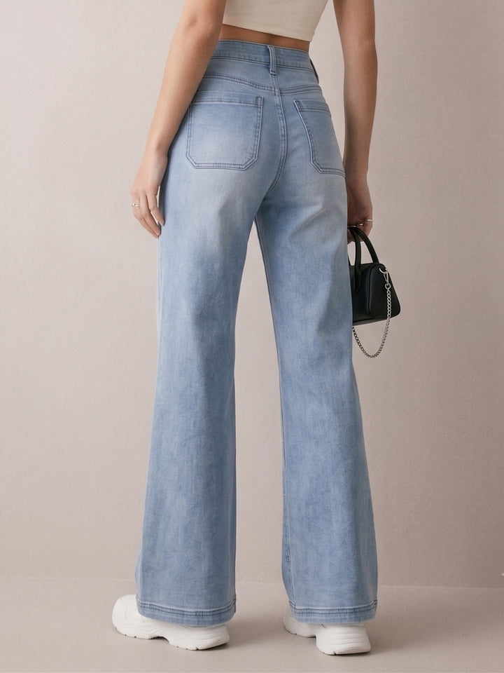 Light Blue Front Pocket Straight Fit Jeans