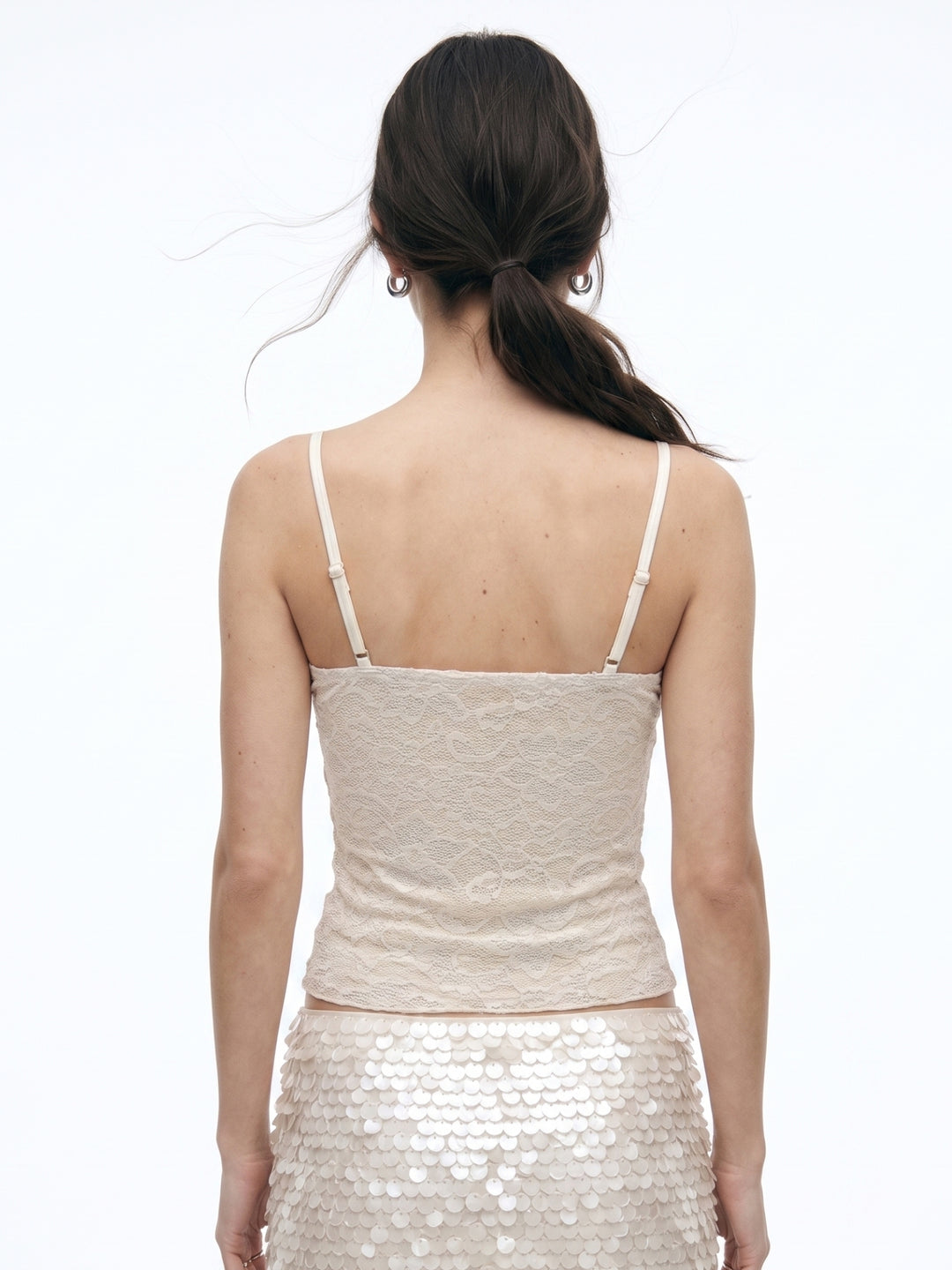Cream Spaghetti Strap Lace Top