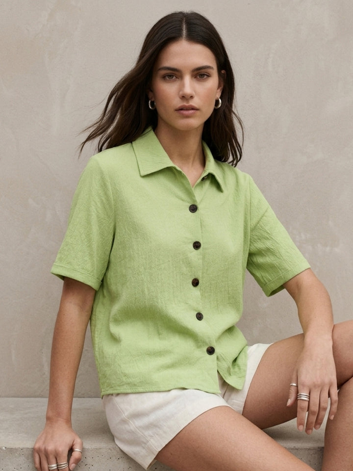 Green Front Buttoned Shirt
