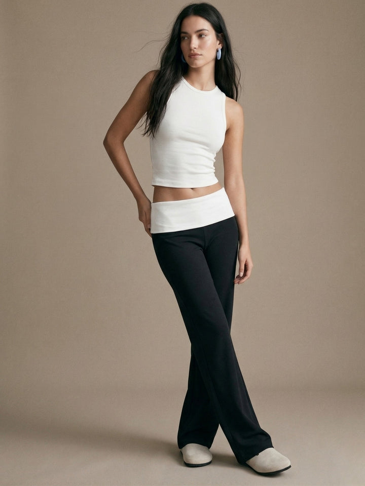 Black Contrast Waist Band Trouser