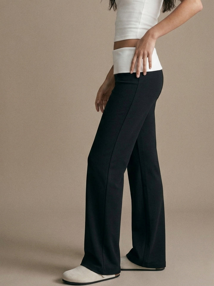 Black Contrast Waist Band Trouser