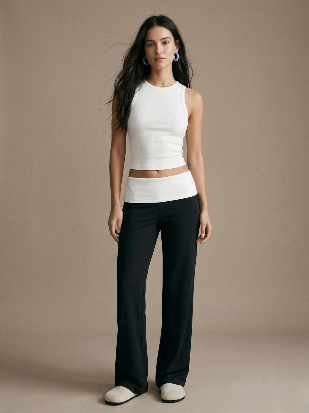 Black Contrast Waist Band Trouser