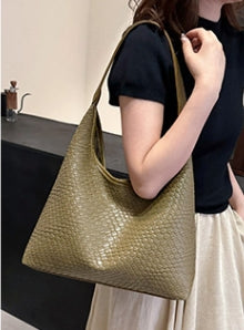 Olive Textured Curved Shoulder Carry