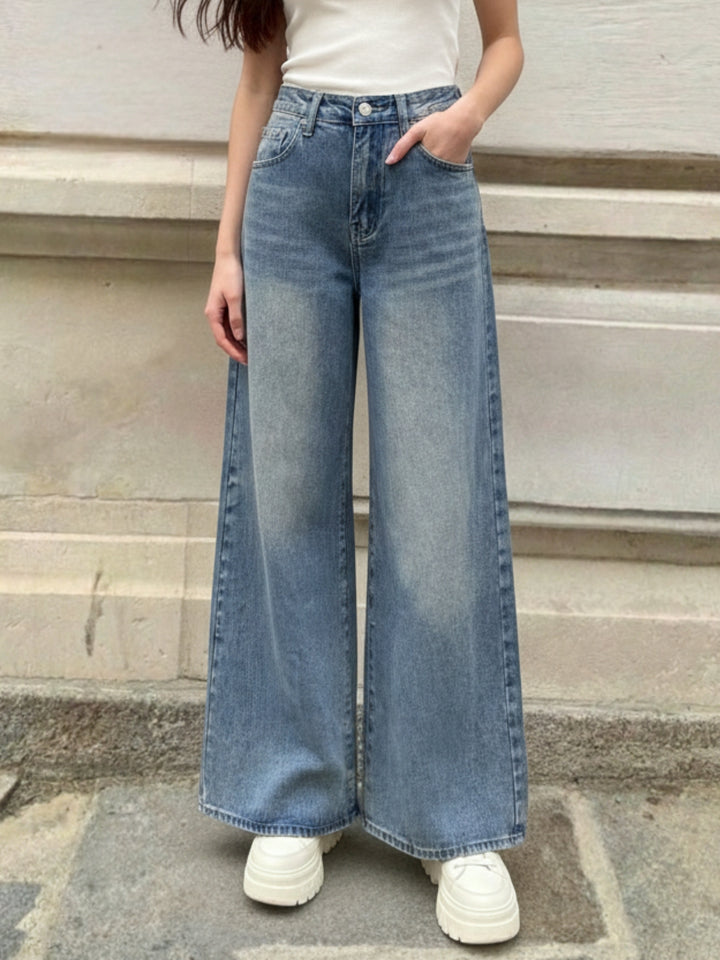 Blue Tinted Washed Baggy Denim