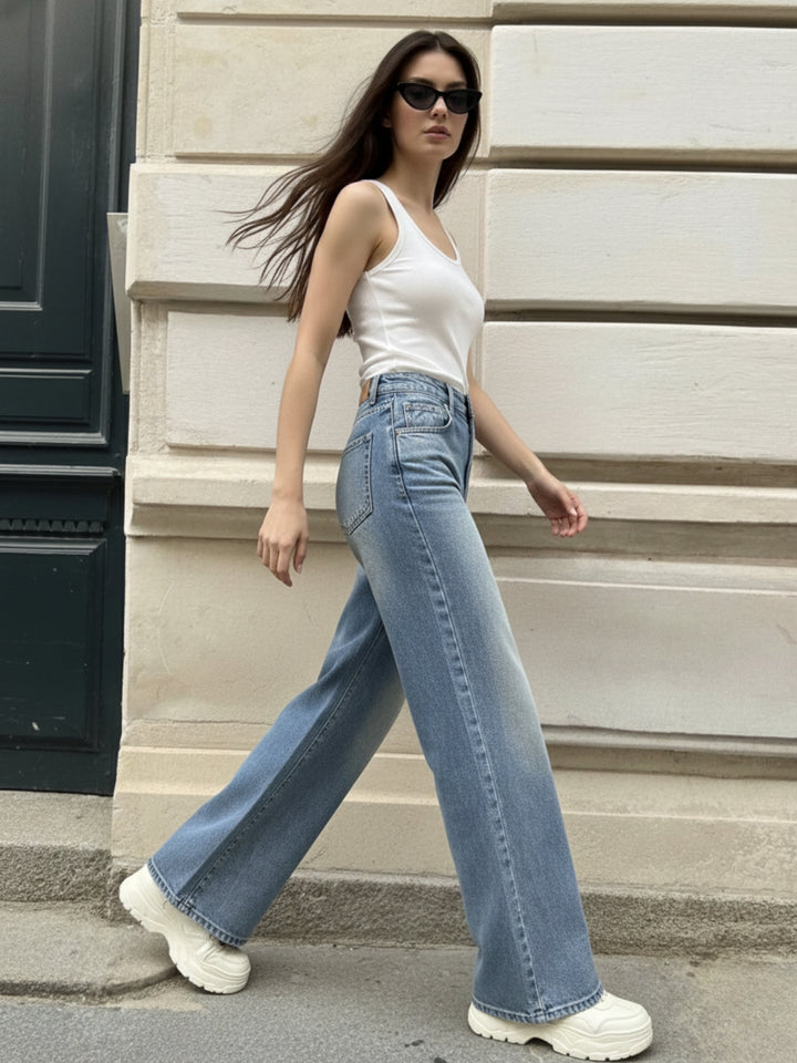 Blue Tinted Washed Baggy Denim