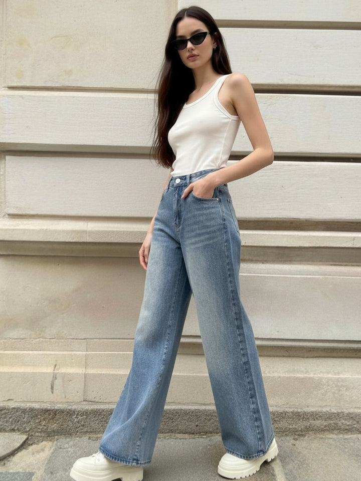 Blue Tinted Washed Baggy Denim