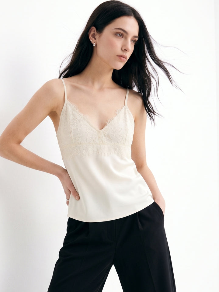 Yellow Strappy Camisole With Lace Bustier