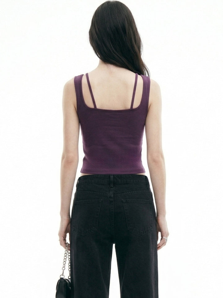 Wine Twofer Style Ruched Tank