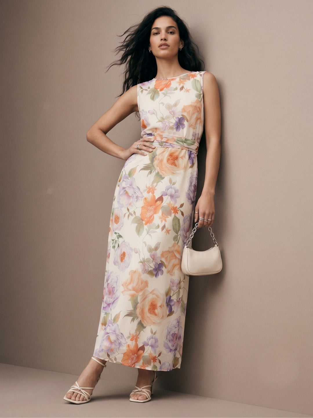 Multi All Over Printed Cinched Waist Dress