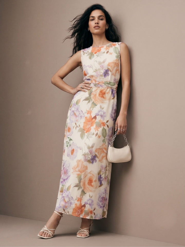 Multi All Over Printed Cinched Waist Dress