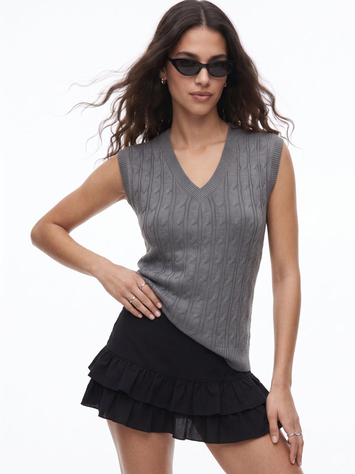 Grey Textured Fitted Top