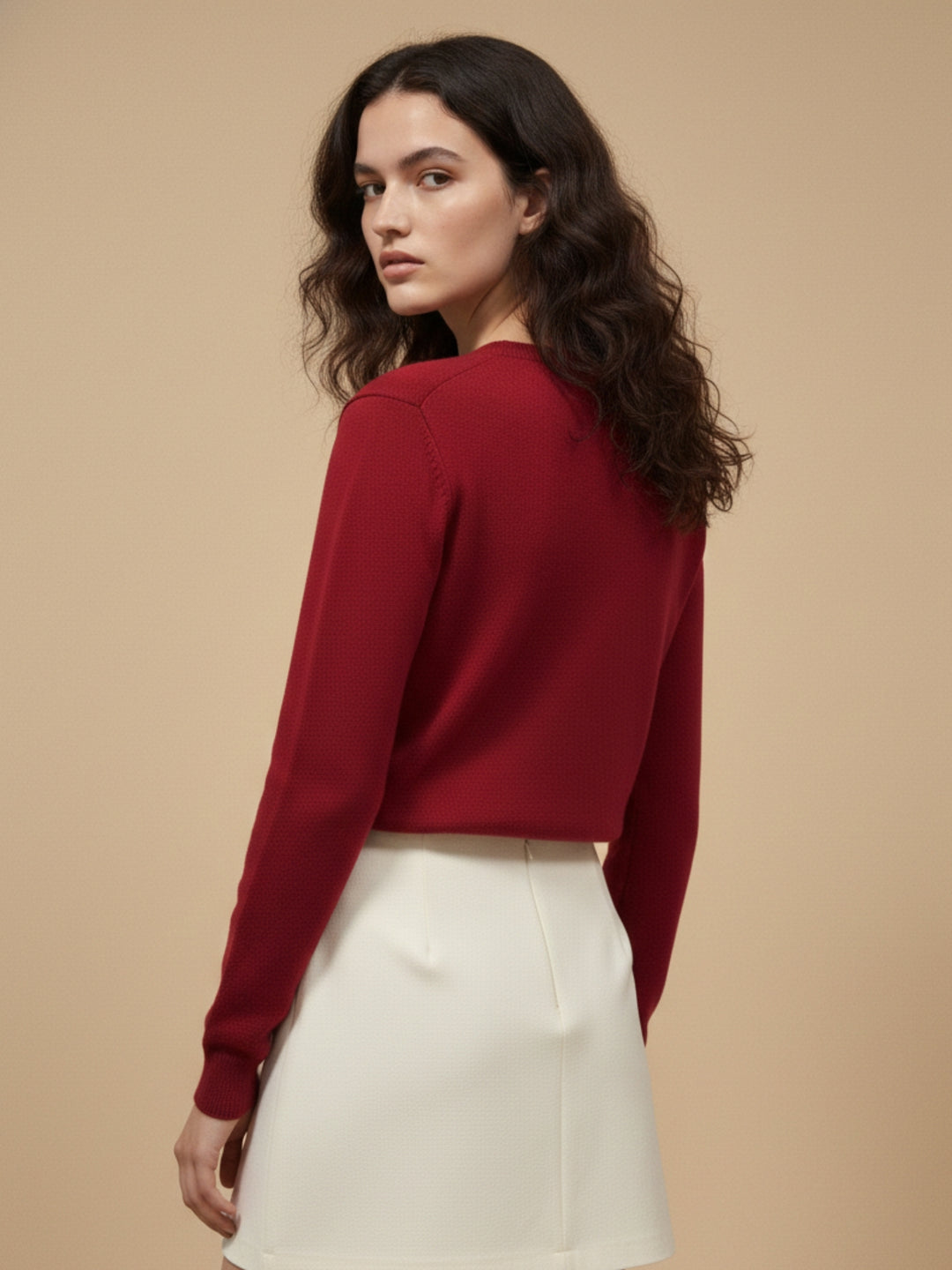Red Full Sleeve Front Buttoned Cardigan
