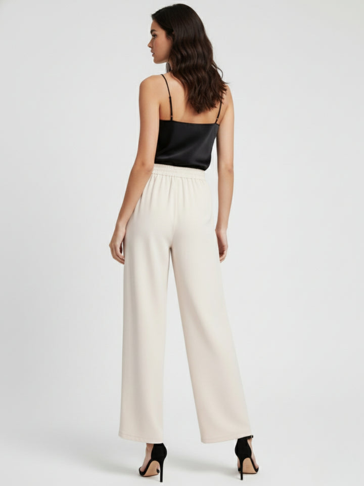 White High Waist Front Pleated Pant