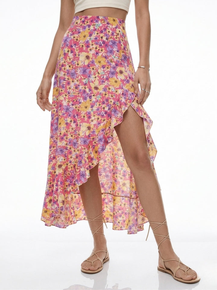Multi Asymmetrical Hem Printed Skirts