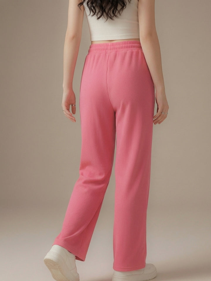 Pink Elasticated Regular Fit Drawstring Joggers