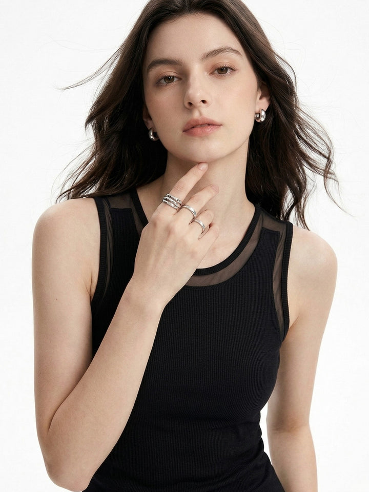 Black Double Layered Mesh Tank