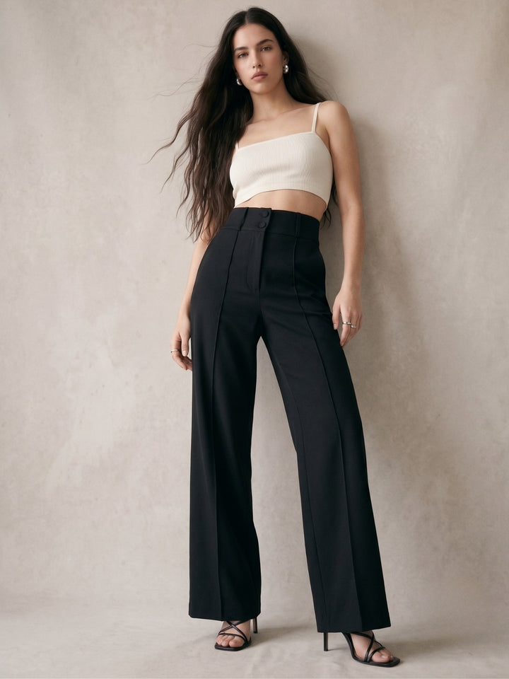 Black High Waist Structured Trousers