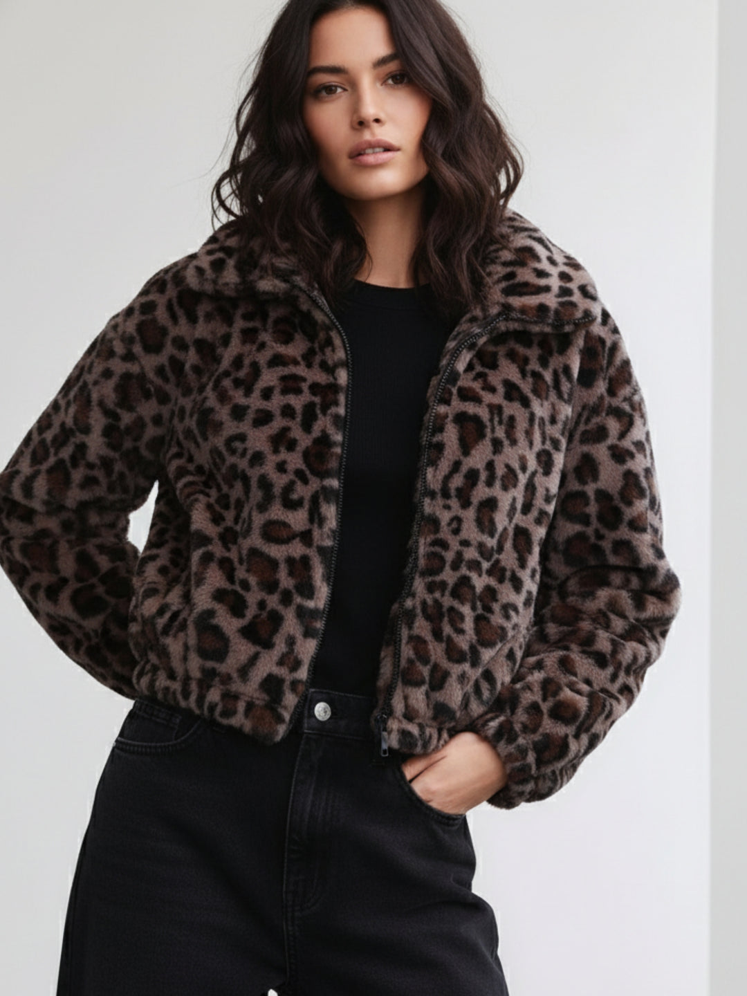 Brown Full Sleeve Printed Jacket