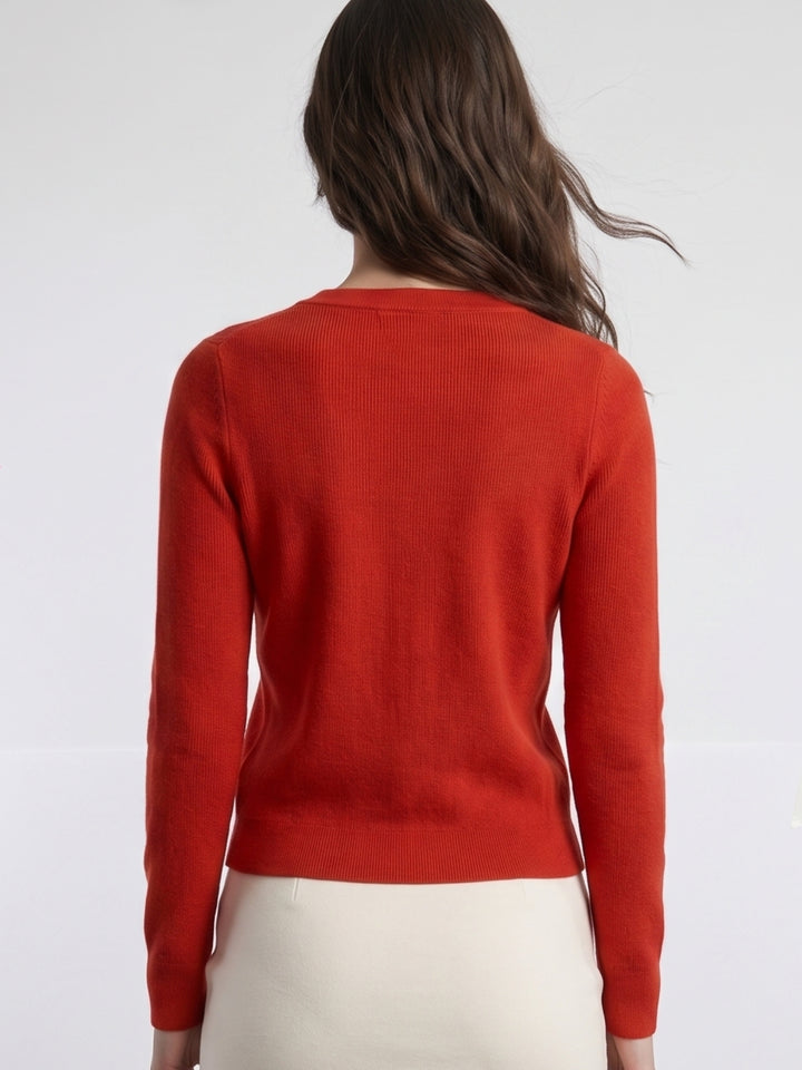 RED Full Sleeve Front Buttoned Top