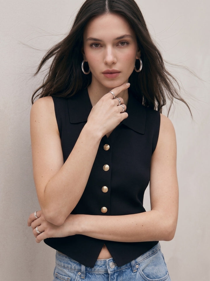 Black Collared Tank Top
