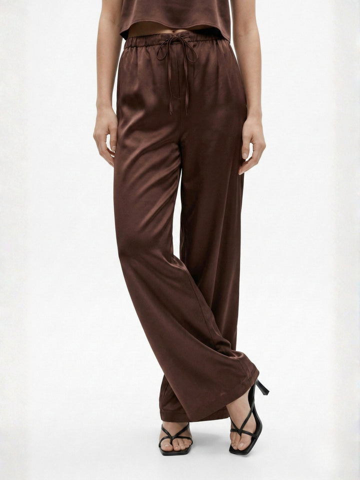 Brown Low Waist Wide Leg Trousers