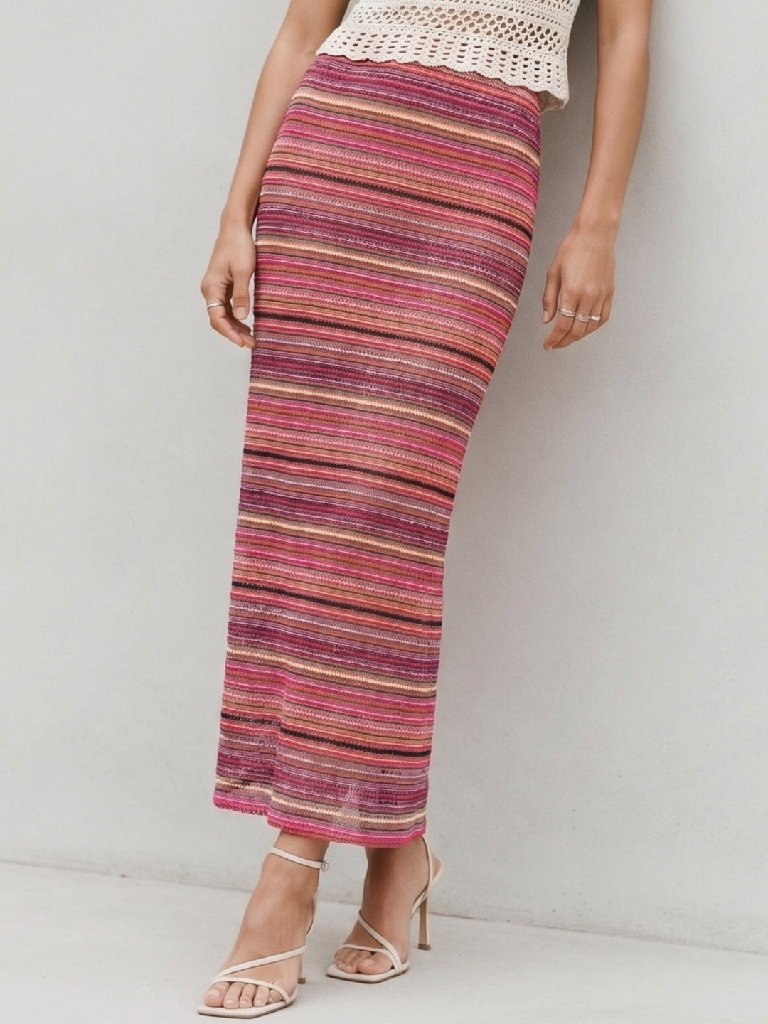 Multi Striped Crochet Skirt