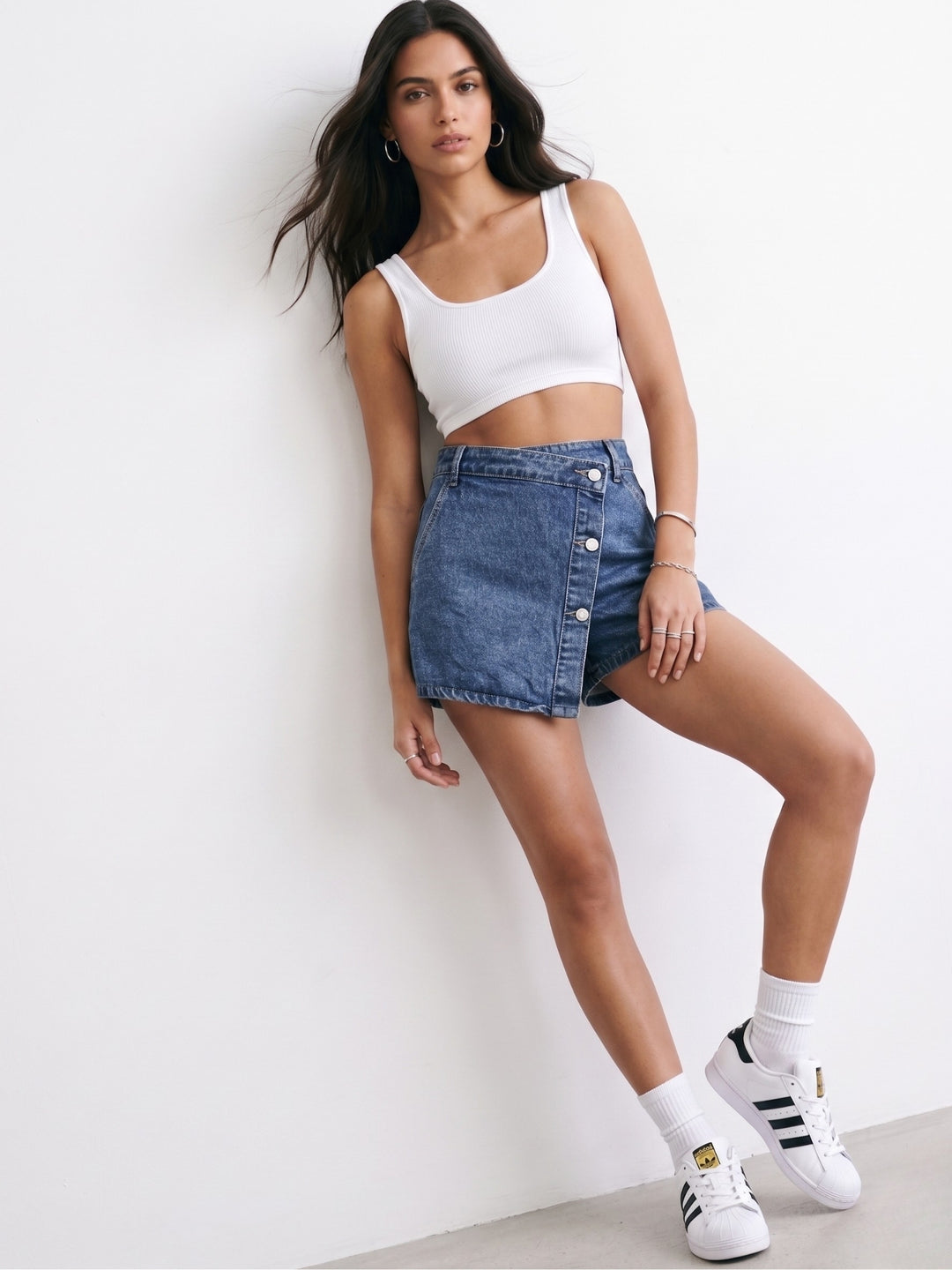 Blue Wrap Buttoned Shorts