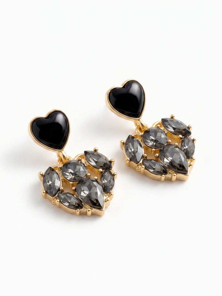 Black Heart Stone Earrings