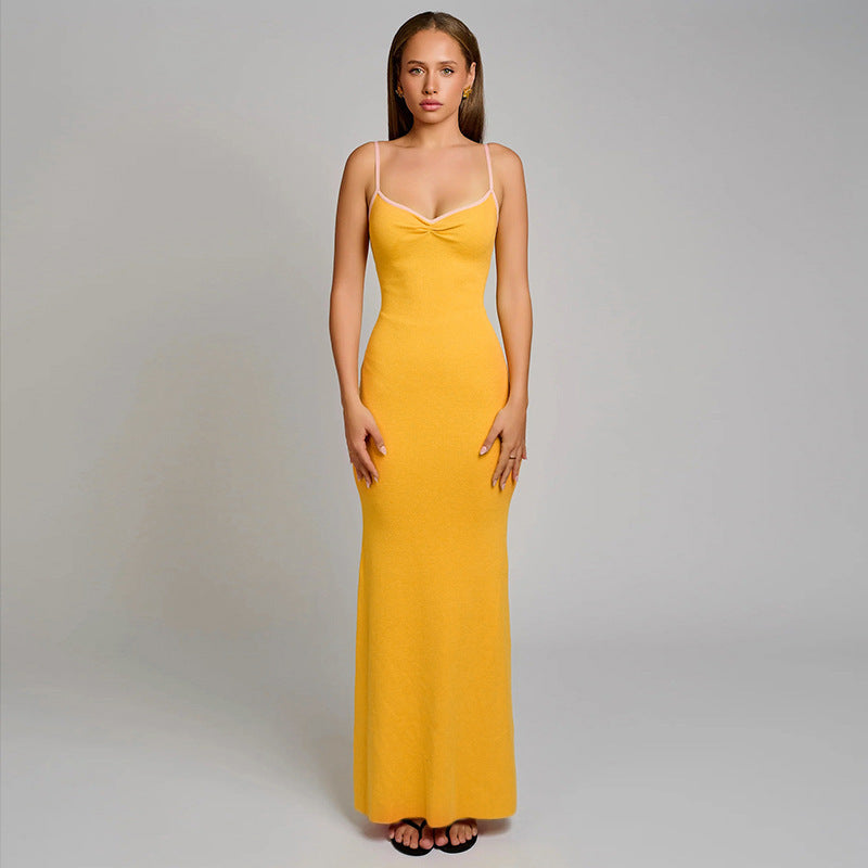 Orange Knitted Slip Dress