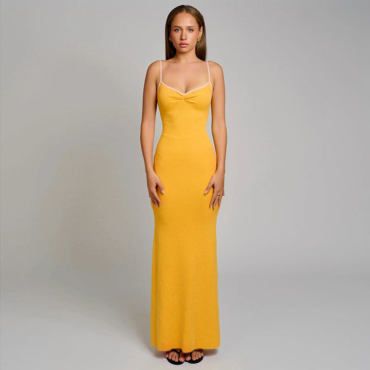 Orange Knitted Slip Dress