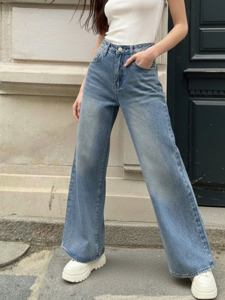 Blue Tinted Washed Baggy Denim