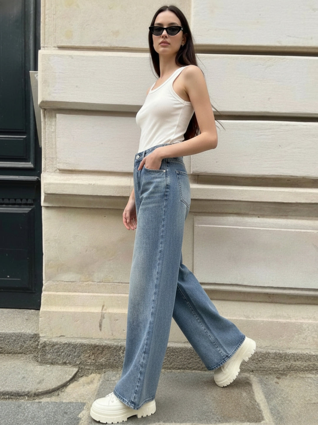 Blue Tinted Washed Baggy Denim