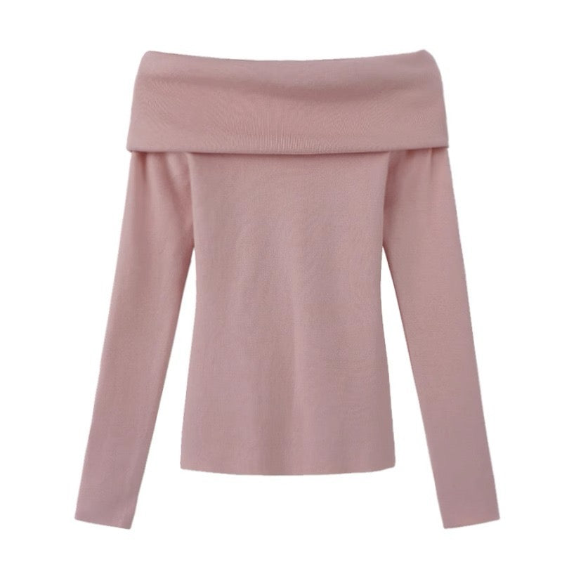 Pink One Shoulder Flat Knit Top