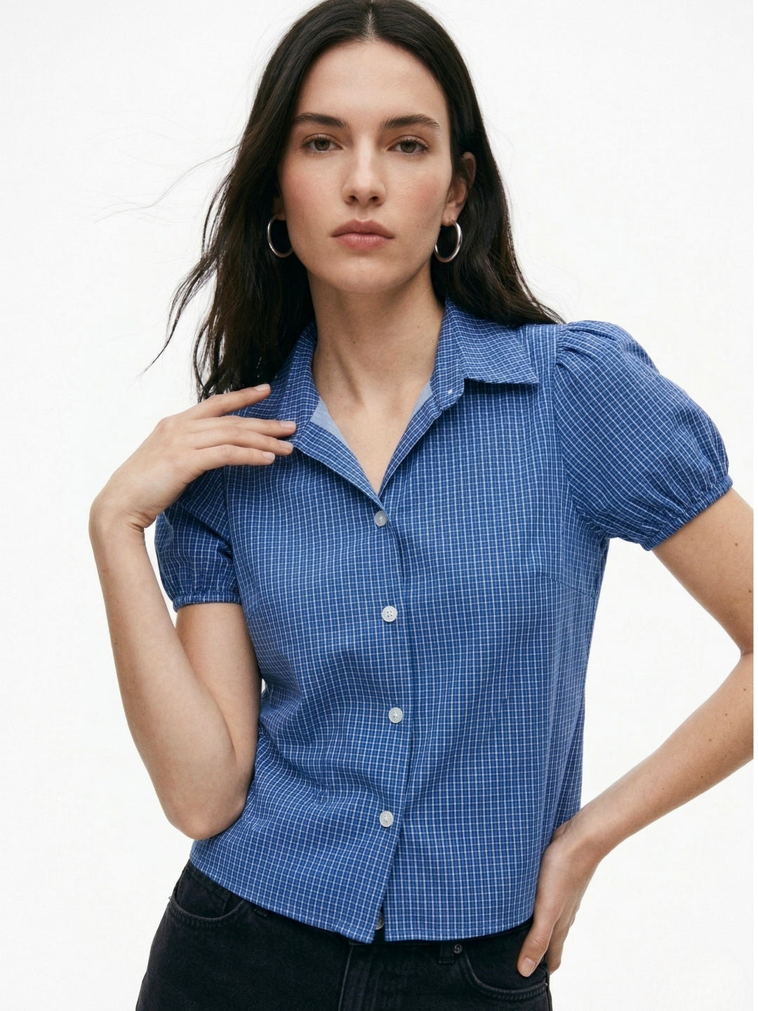 Blue Short Sleeve Collared Shirt