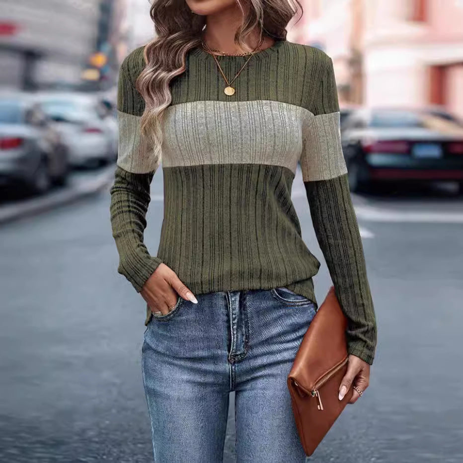 Olive Green Block Sweater Top