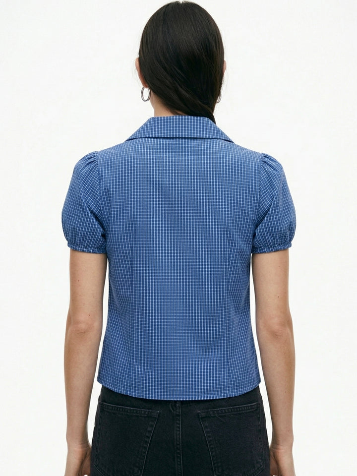 Blue Short Sleeve Collared Shirt