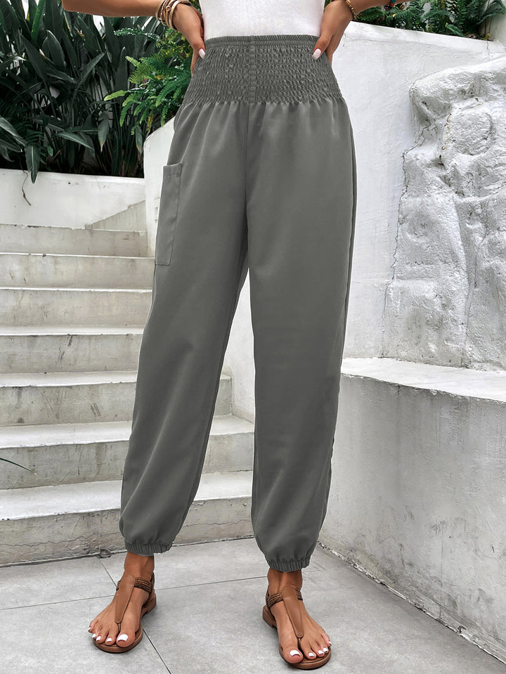 Grey Smoked Waistband Pant