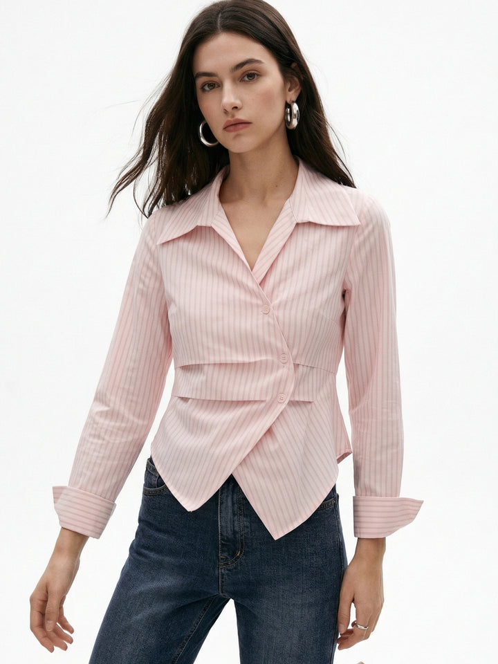 Pink Full Sleeve Side Buttoned Shirt