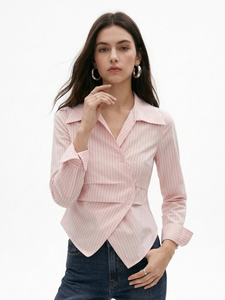Pink Full Sleeve Side Buttoned Shirt